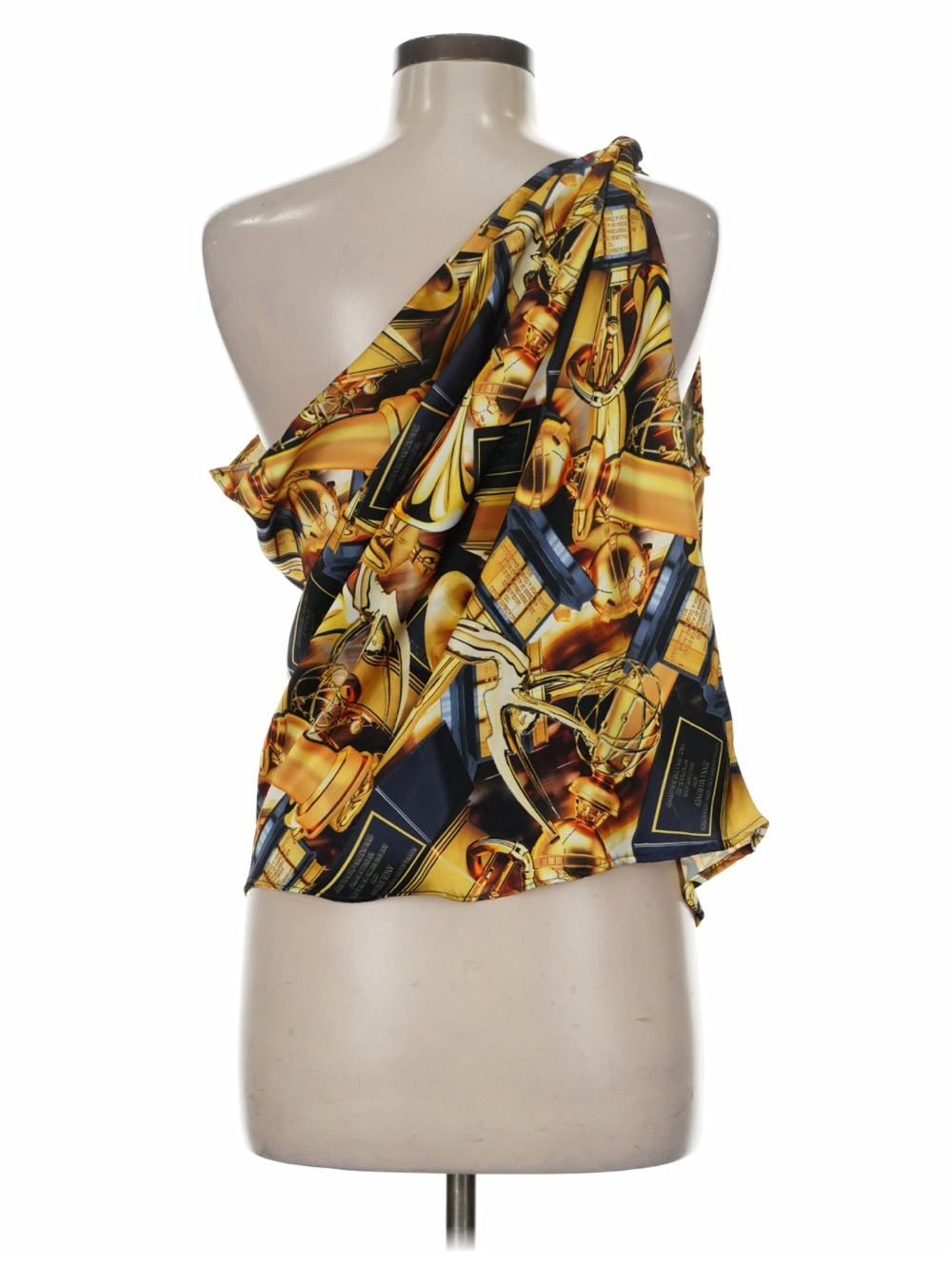 Baja East Gold Black Award Trophy One Shoulder Top Large XL Oscars Grammys Emmys - Picture 2 of 9